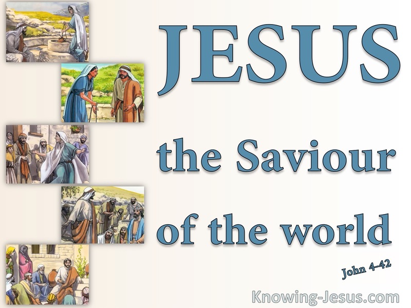 John 4:42 We Know He Is The Saviour Of The World (blue)